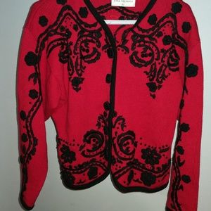 Vintage cardigan sweater beads embroidery